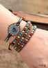 Boho Bracelet, Leather Wrap Bracelet, Weave Bracelet, Blue Amazonite Crystal